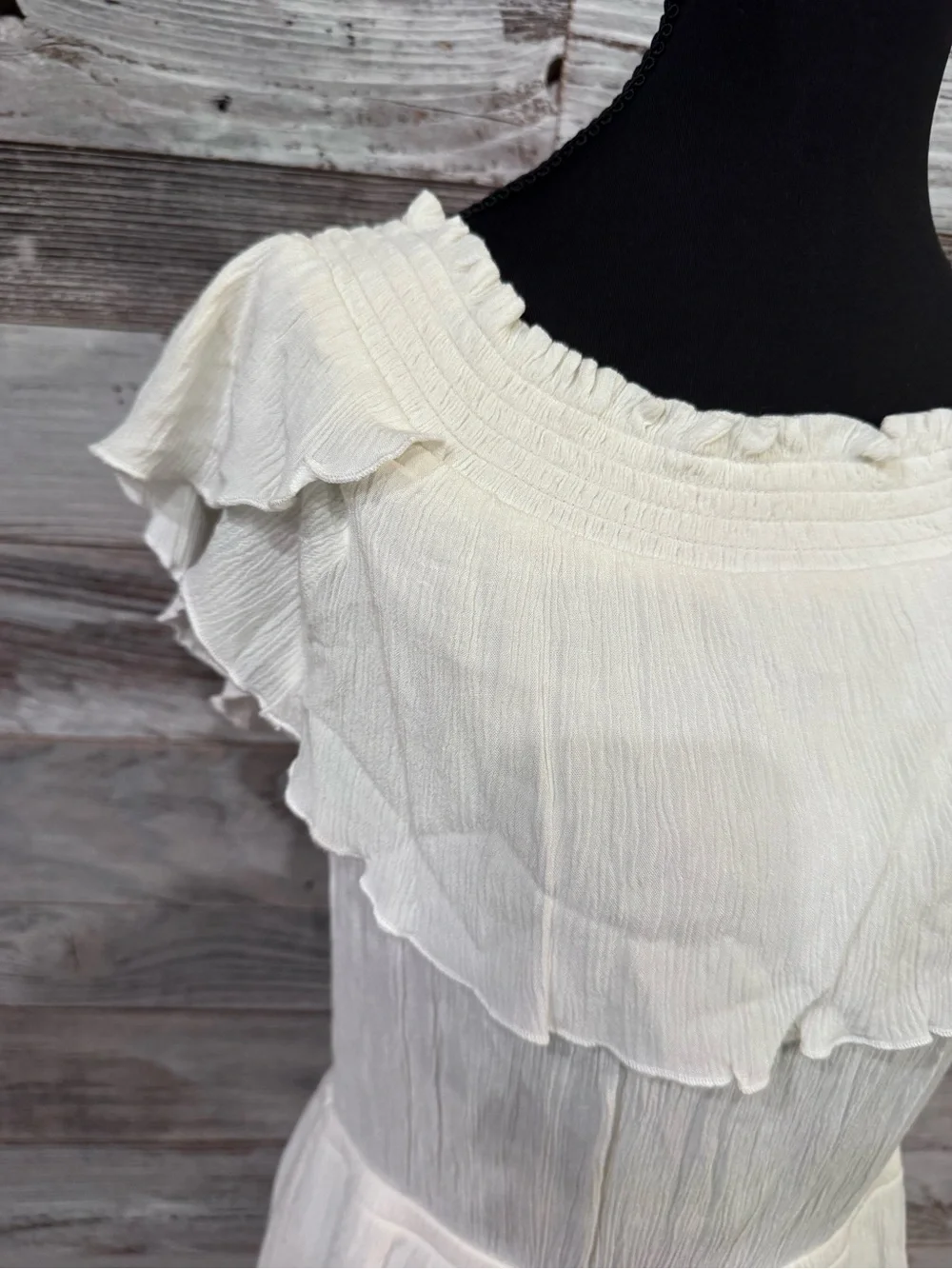 Express Ivory Ruffle Off-Shoulder Mini Dress - Picture 2 of 4